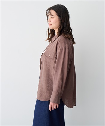 Life Style by cross marche 【anyfee/プラスサイズ】リネン調ダブルポケットシャツ《接触冷感》■リネンライクシリーズ■_subthumb_21
