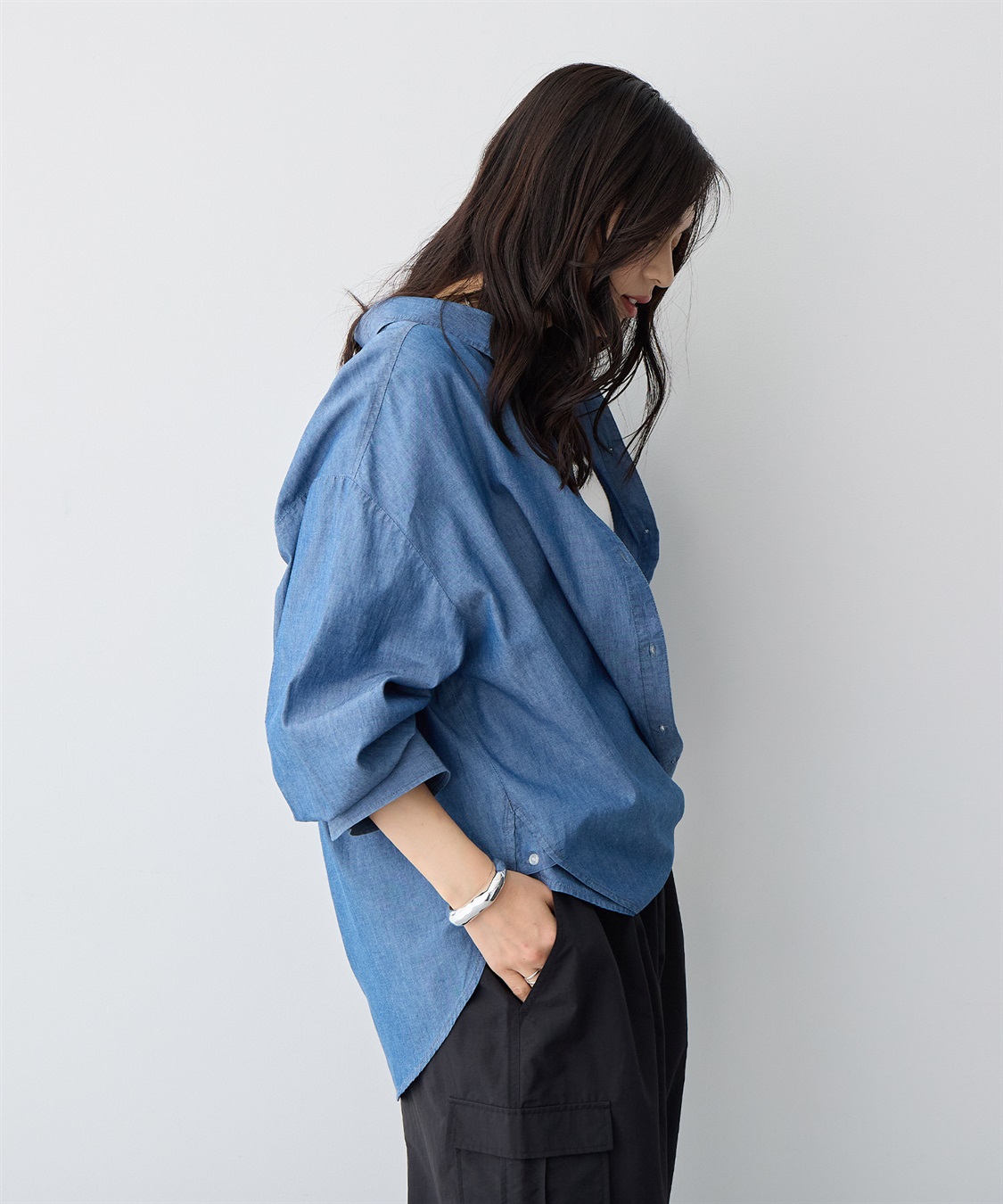 Life Style by cross marche 【anyfee/プラスサイズ】ダンガリーカシュクールシャツ_sub_8