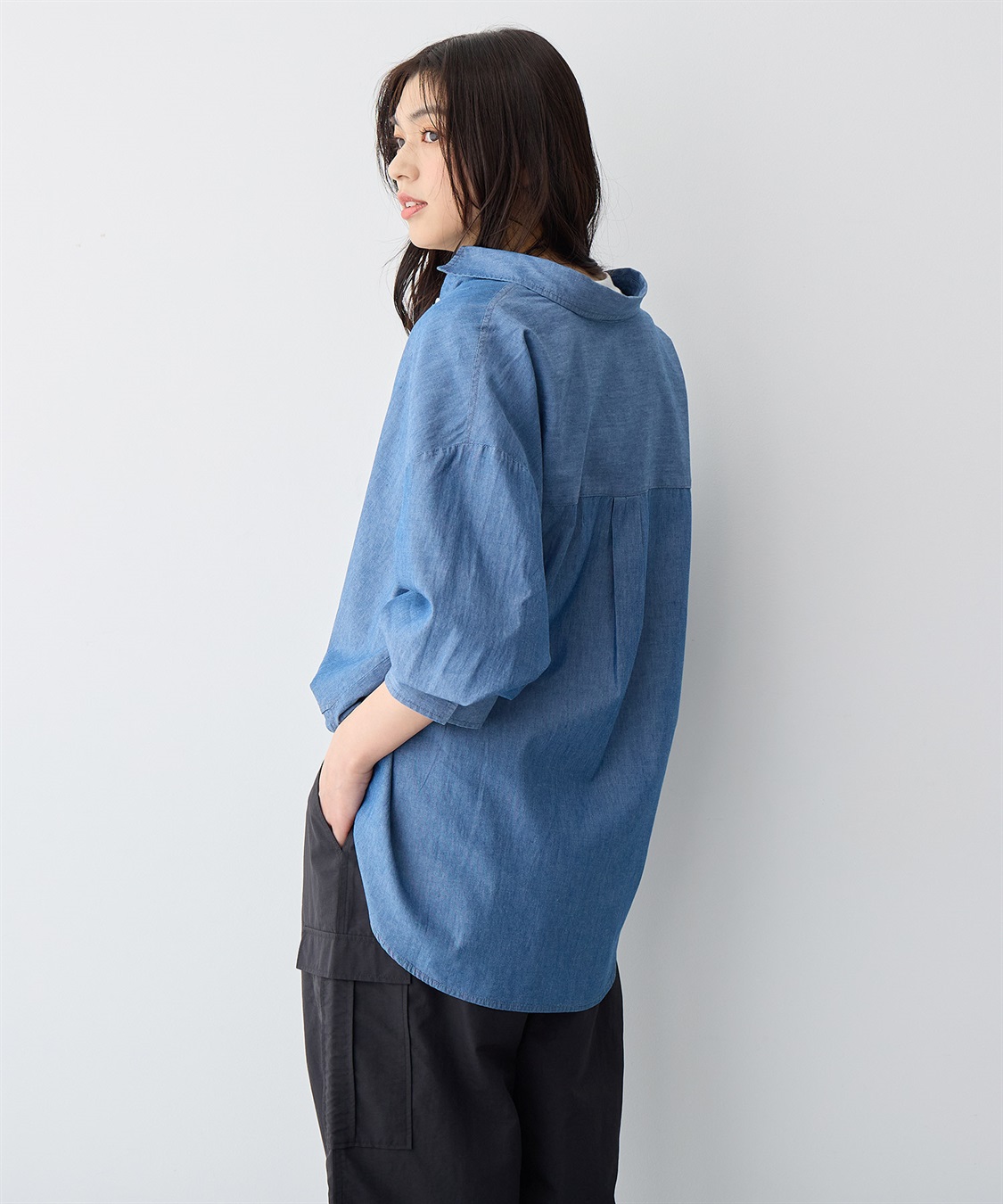 Life Style by cross marche 【anyfee/プラスサイズ】ダンガリーカシュクールシャツ_sub_9