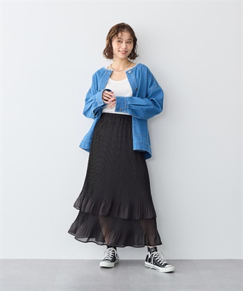 Life Style by cross marche 【anyfee/プラスサイズ】シフォンティアードスカート_subthumb_2