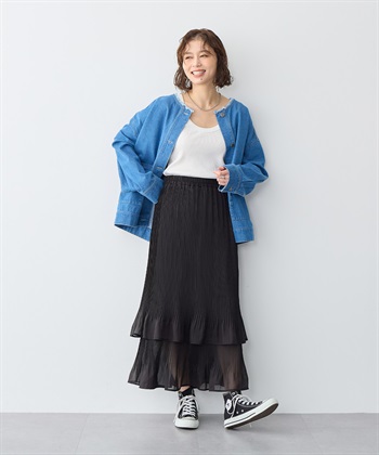 Life Style by cross marche 【anyfee/プラスサイズ】シフォンティアードスカート_subthumb_3