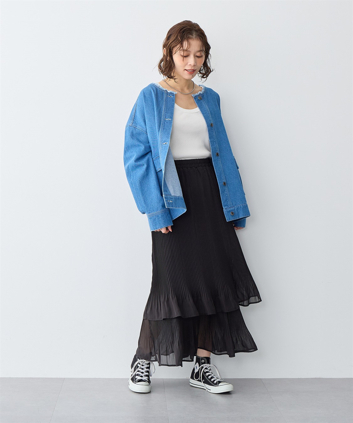 anyfee 【anyfee/大きいサイズ】シフォンティアードスカート《新色追加》_sub_18