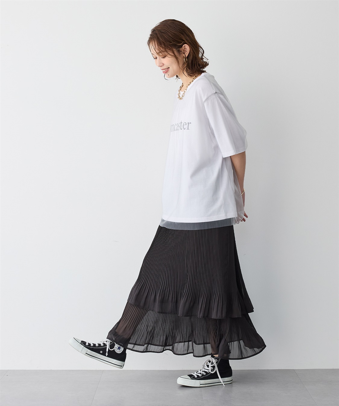 anyfee 【anyfee/大きいサイズ】シフォンティアードスカート《新色追加》_sub_21