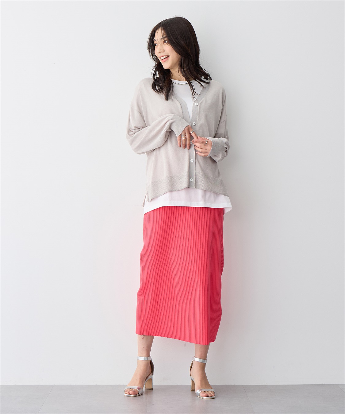 anyfee 【anyfee/プラスサイズ】ドライタッチサマーリブニットタイトスカート_sub_12