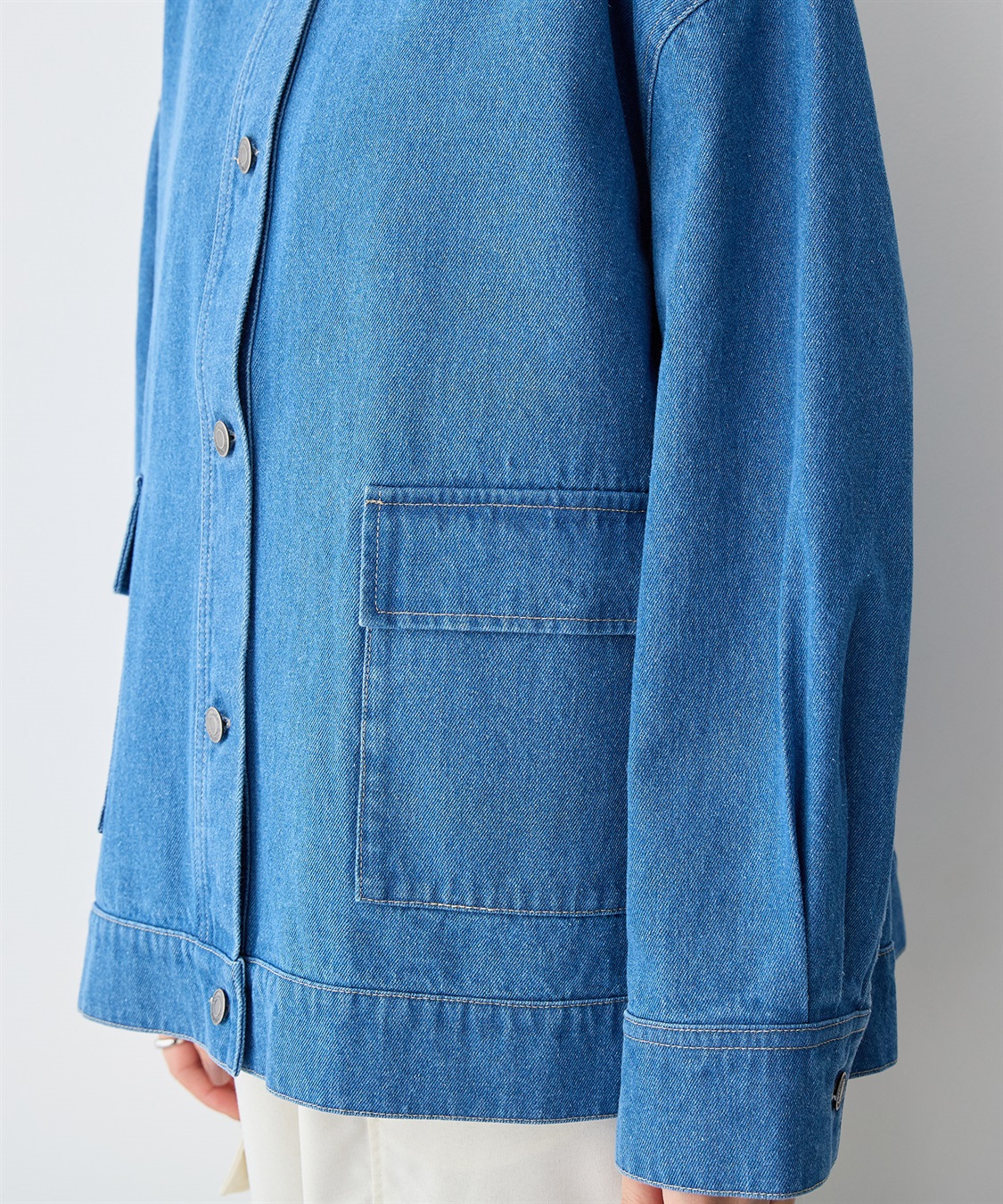 anyfee 【anyfee/プラスサイズ】ノーカラーデニムジャケット_sub_12