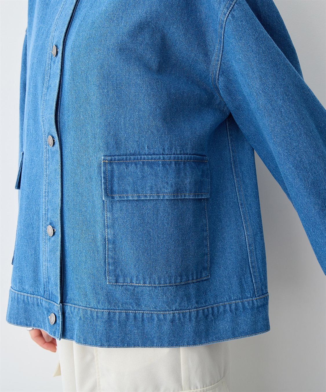 anyfee 【anyfee/プラスサイズ】ノーカラーデニムジャケット_sub_13