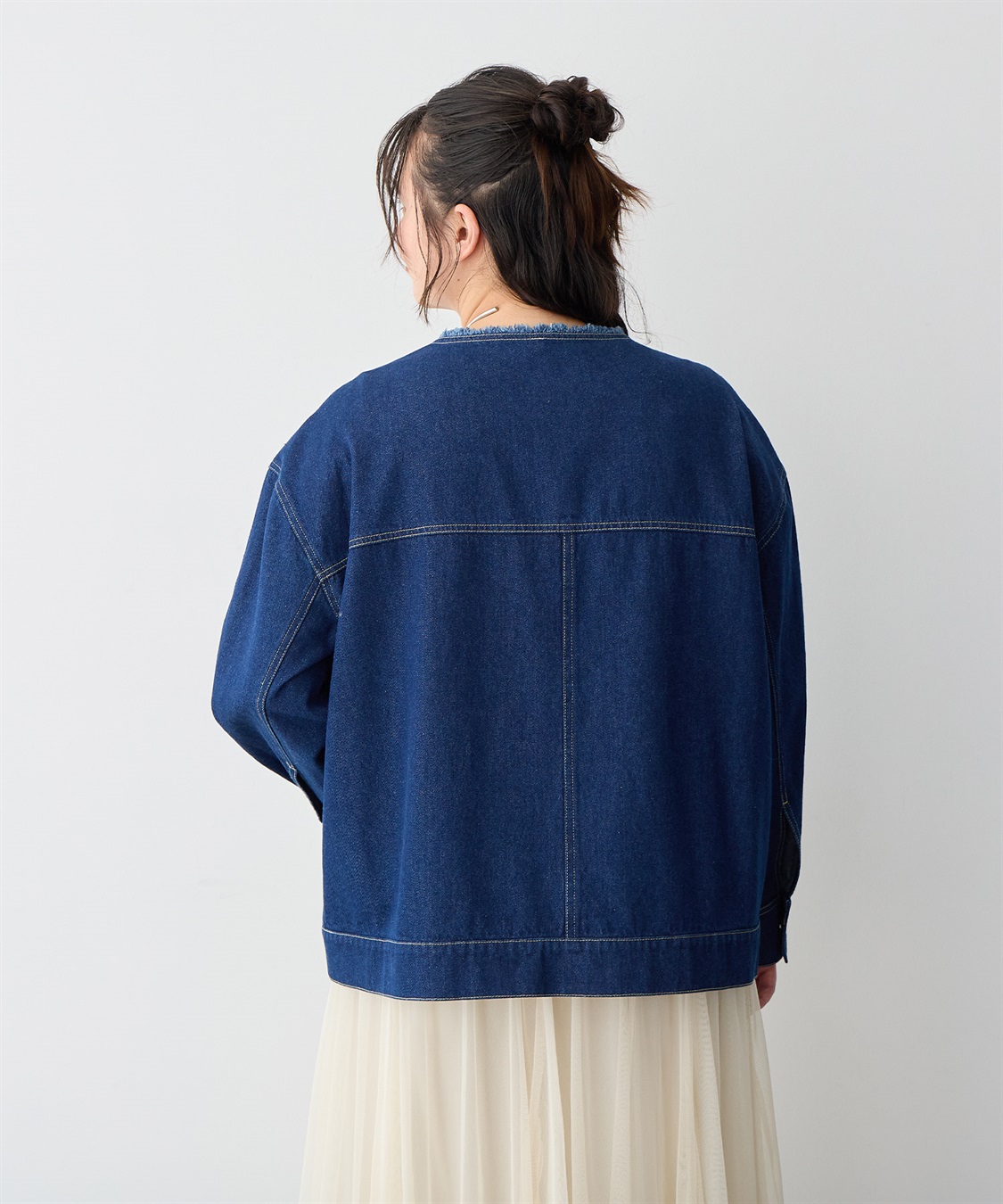 anyfee 【anyfee/プラスサイズ】ノーカラーデニムジャケット_sub_18