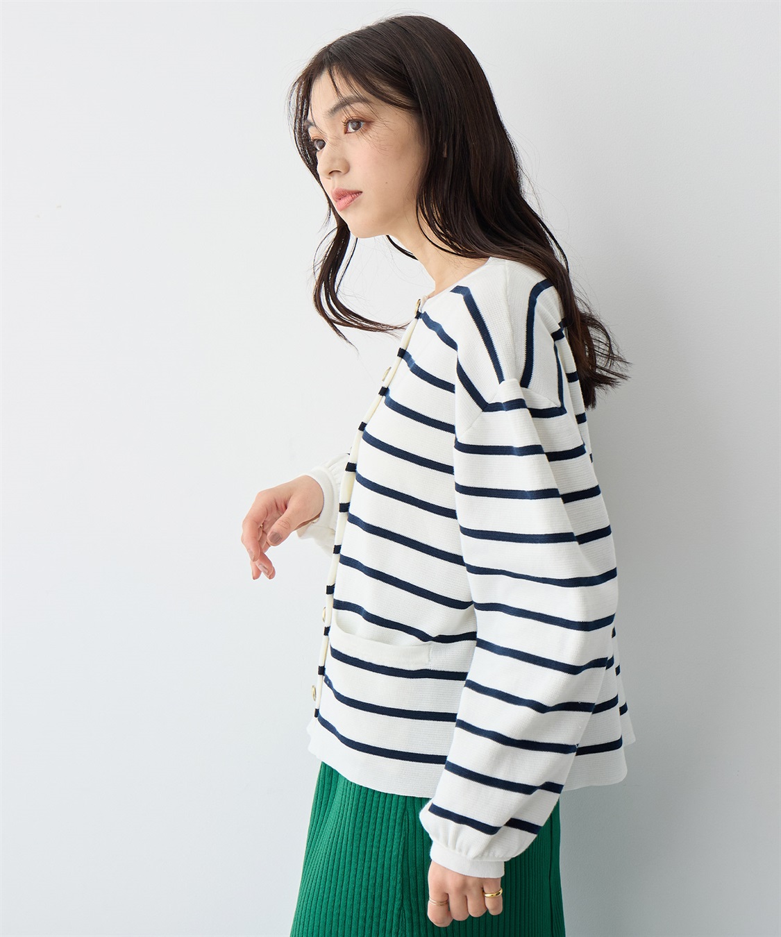 Life Style by cross marche 【anyfee/プラスサイズ】金ボタンサマーニットカーディガン_sub_5