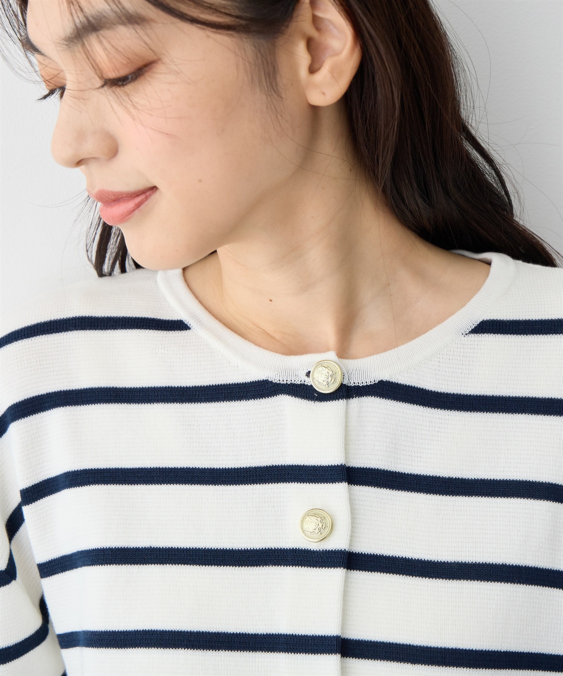 Life Style by cross marche 【anyfee/プラスサイズ】金ボタンサマーニットカーディガン_sub_7