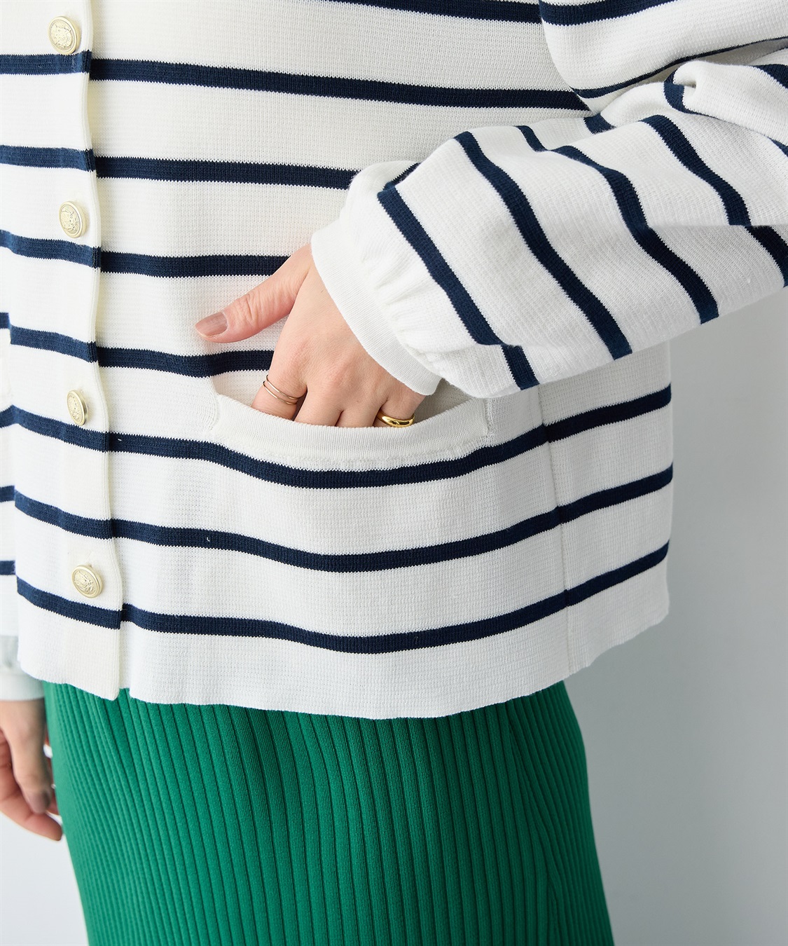 Life Style by cross marche 【anyfee/プラスサイズ】金ボタンサマーニットカーディガン_sub_8