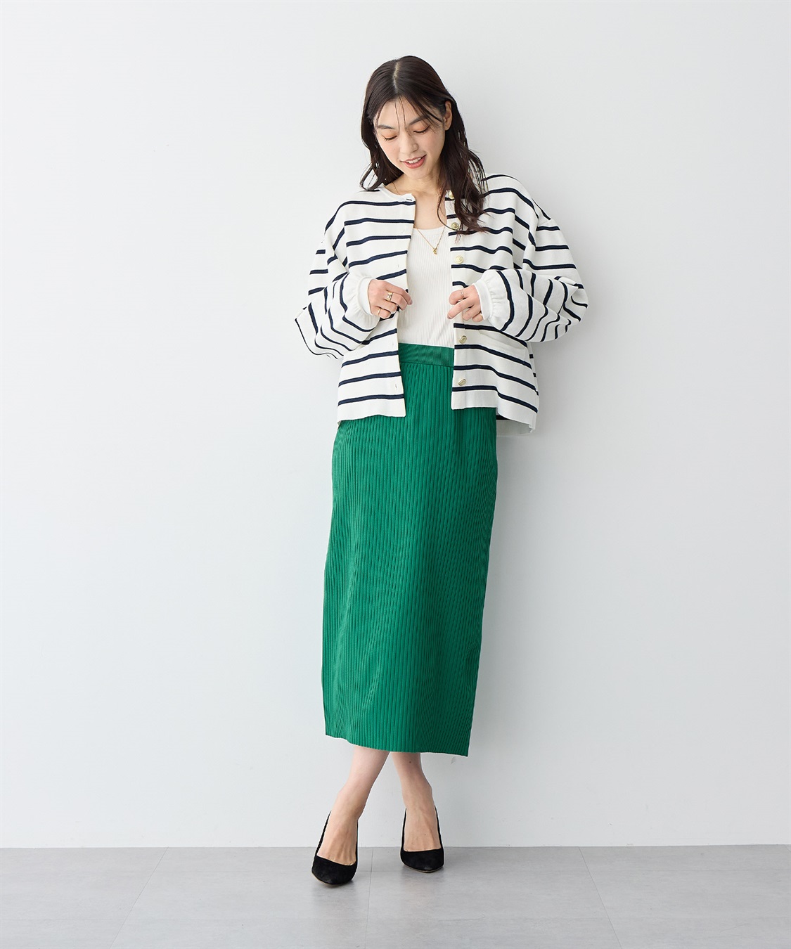 Life Style by cross marche 【anyfee/プラスサイズ】金ボタンサマーニットカーディガン_sub_10