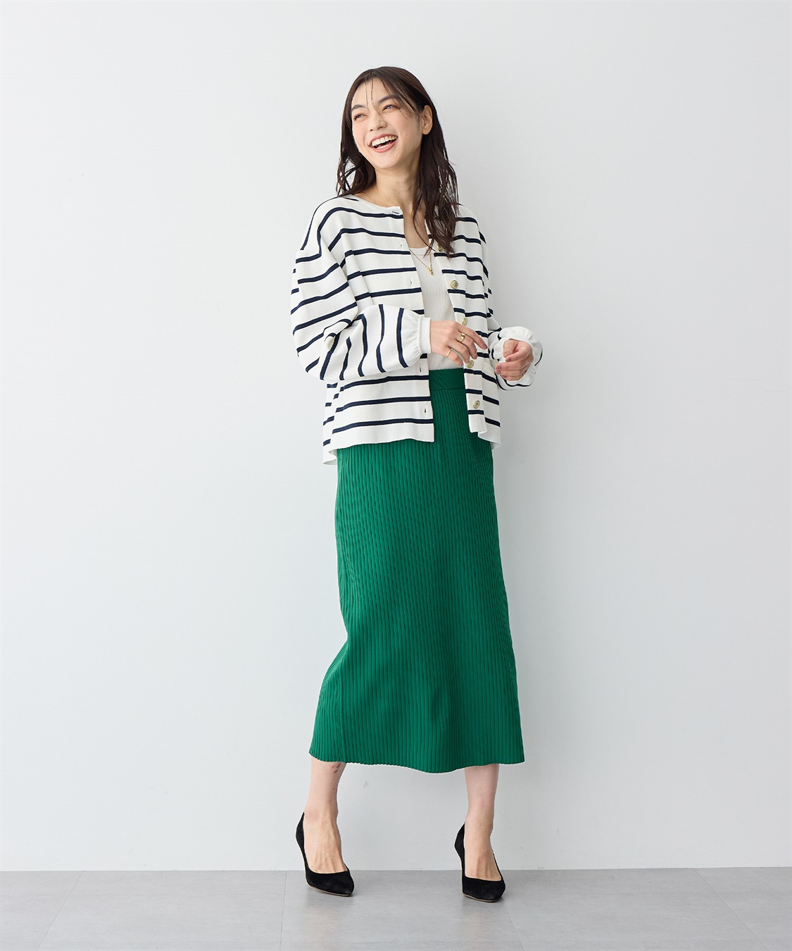 Life Style by cross marche 【anyfee/プラスサイズ】金ボタンサマーニットカーディガン_sub_11