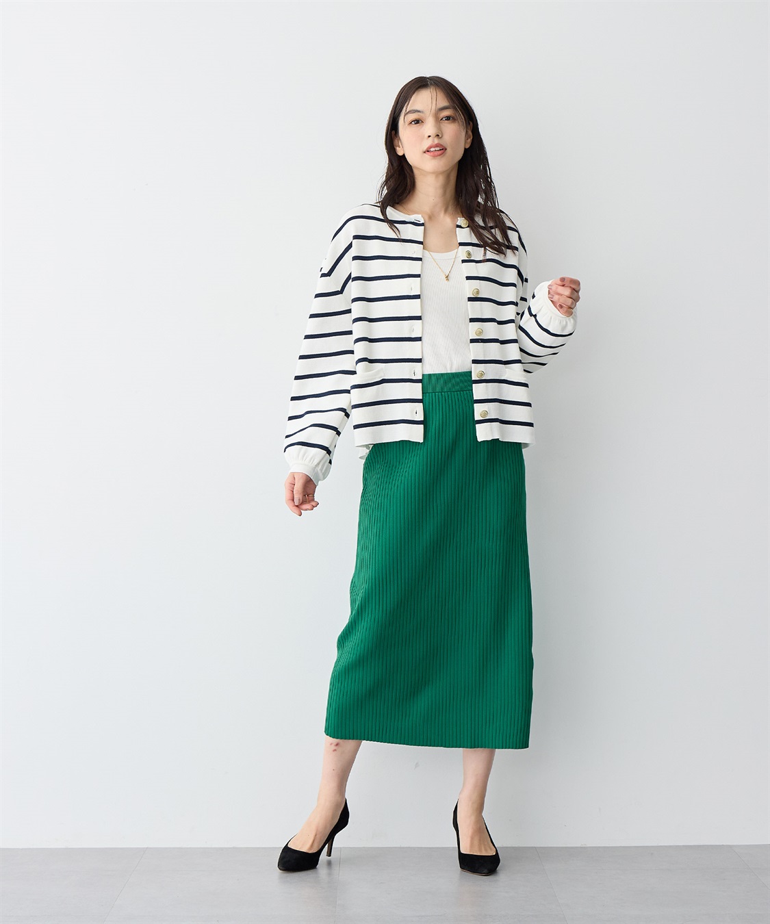 Life Style by cross marche 【anyfee/プラスサイズ】金ボタンサマーニットカーディガン_sub_14