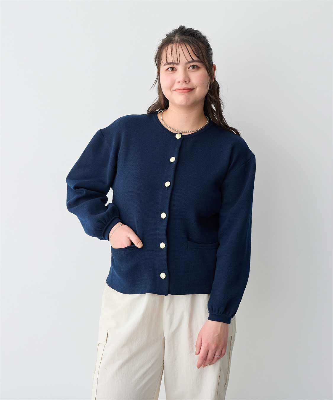 Life Style by cross marche 【anyfee/プラスサイズ】金ボタンサマーニットカーディガン_sub_16