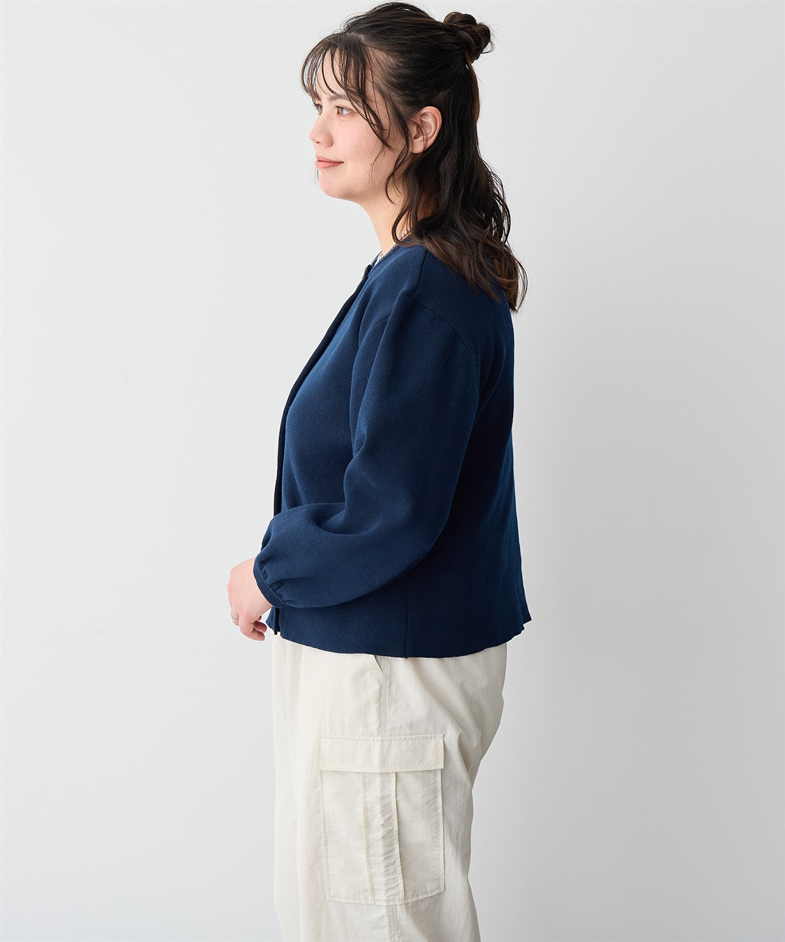 Life Style by cross marche 【anyfee/プラスサイズ】金ボタンサマーニットカーディガン_sub_17