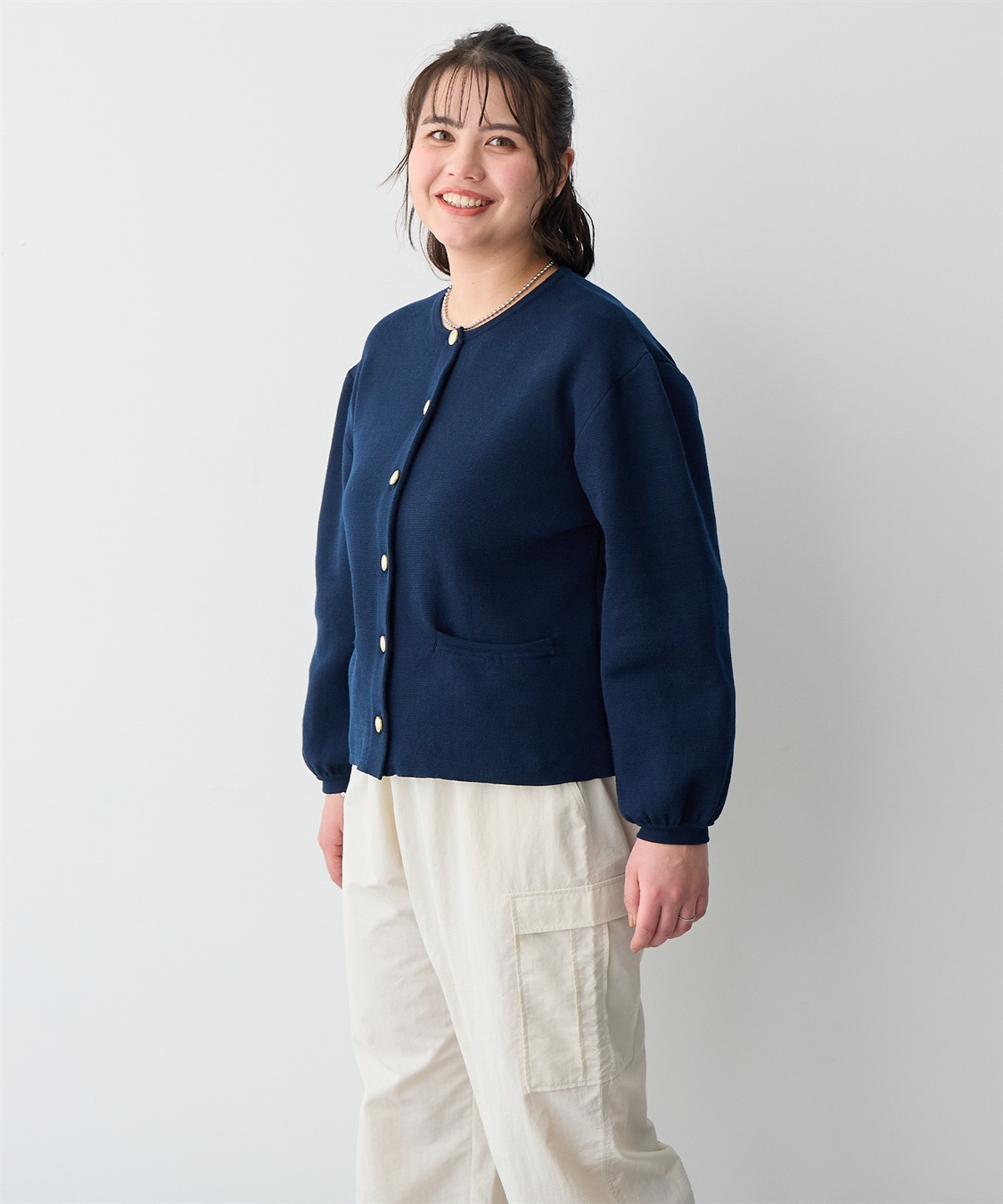 Life Style by cross marche 【anyfee/プラスサイズ】金ボタンサマーニットカーディガン_sub_19