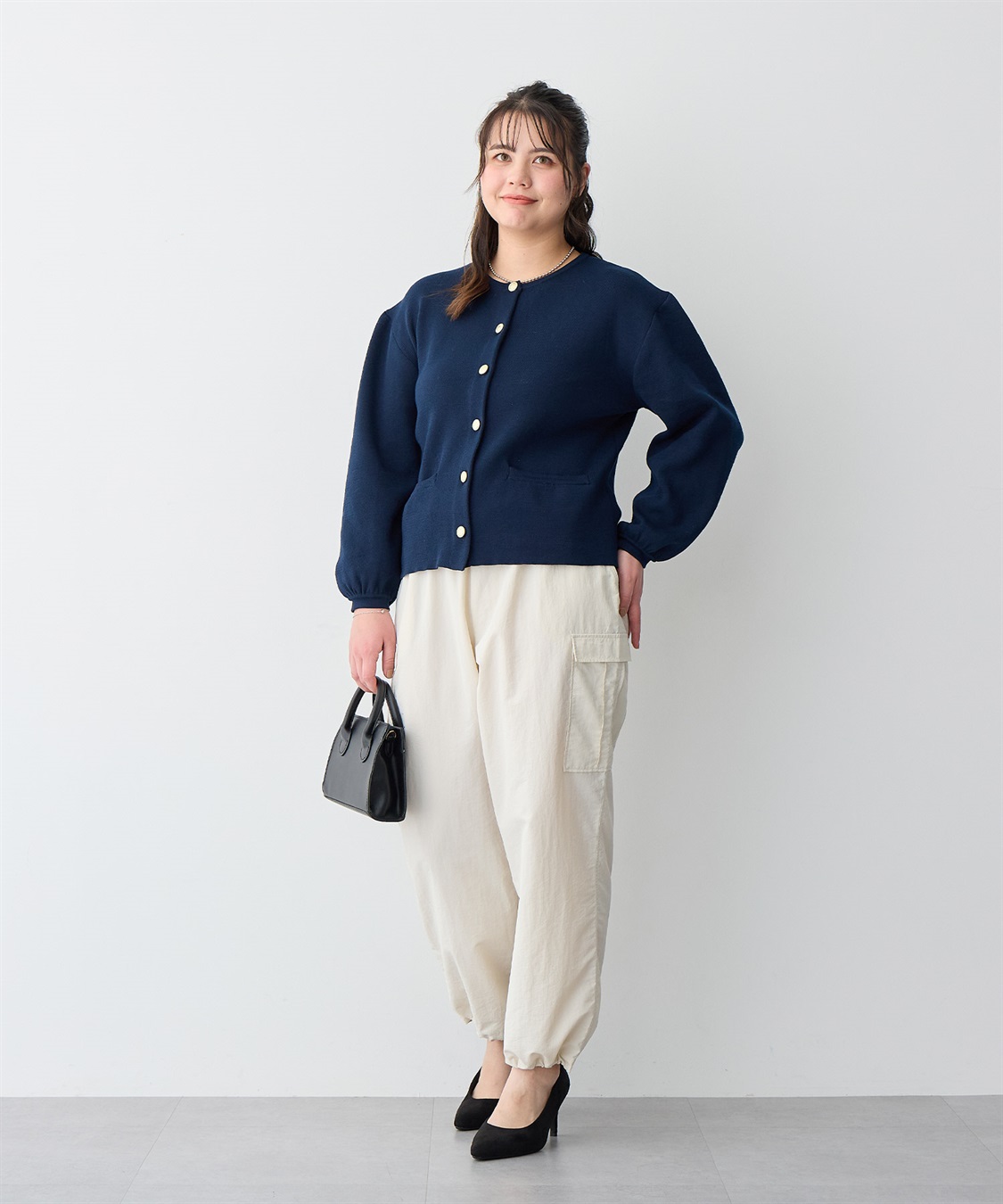 Life Style by cross marche 【anyfee/プラスサイズ】金ボタンサマーニットカーディガン_sub_20