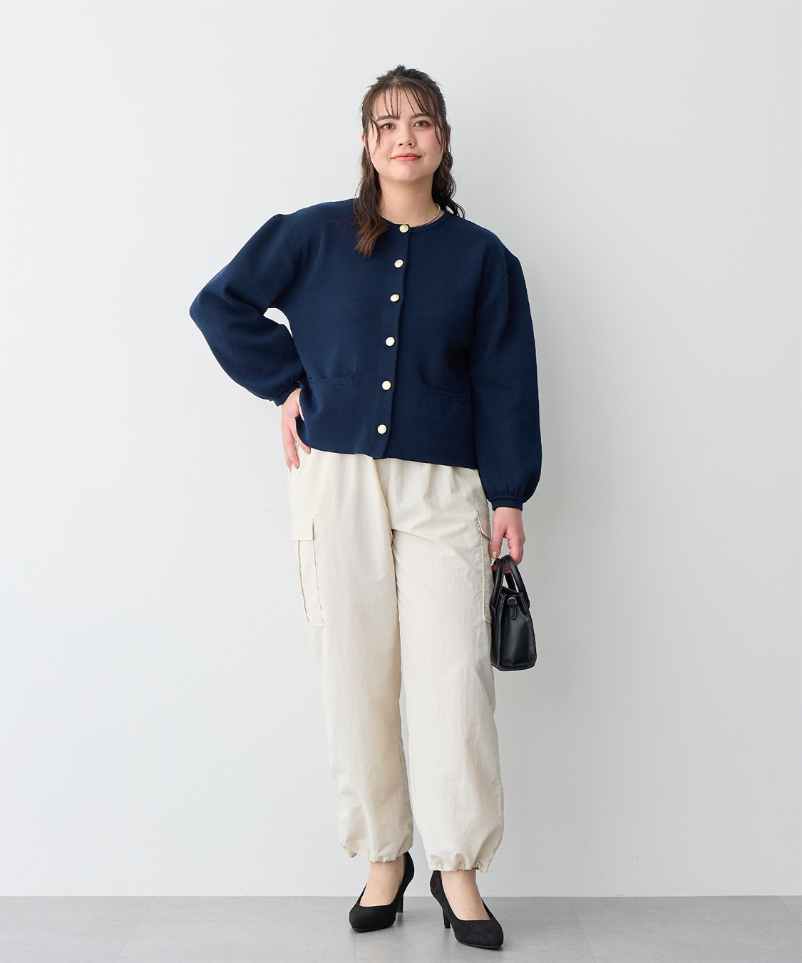 Life Style by cross marche 【anyfee/プラスサイズ】金ボタンサマーニットカーディガン_sub_21