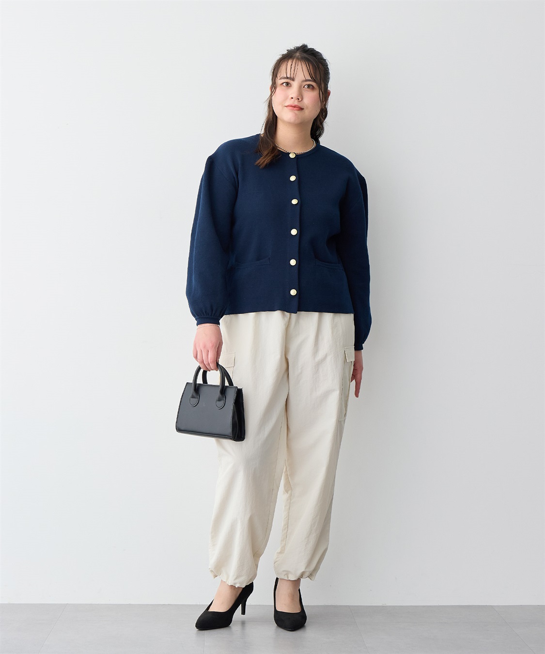 Life Style by cross marche 【anyfee/プラスサイズ】金ボタンサマーニットカーディガン_sub_22