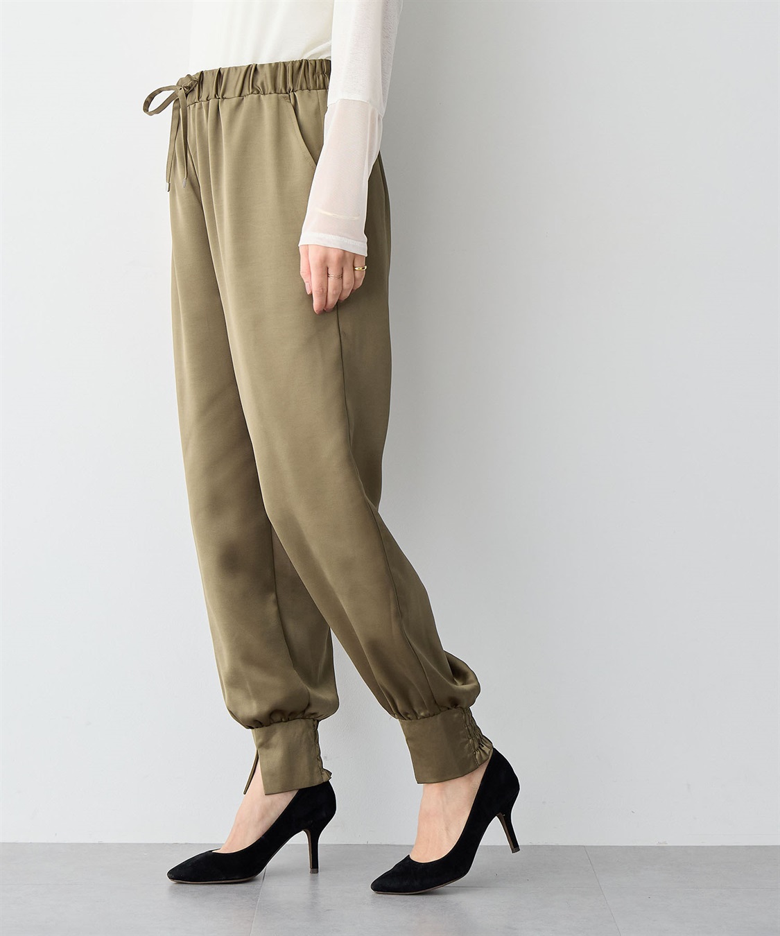 Life Style by cross marche 【anyfee/プラスサイズ】サテンジョガーパンツ_sub_6