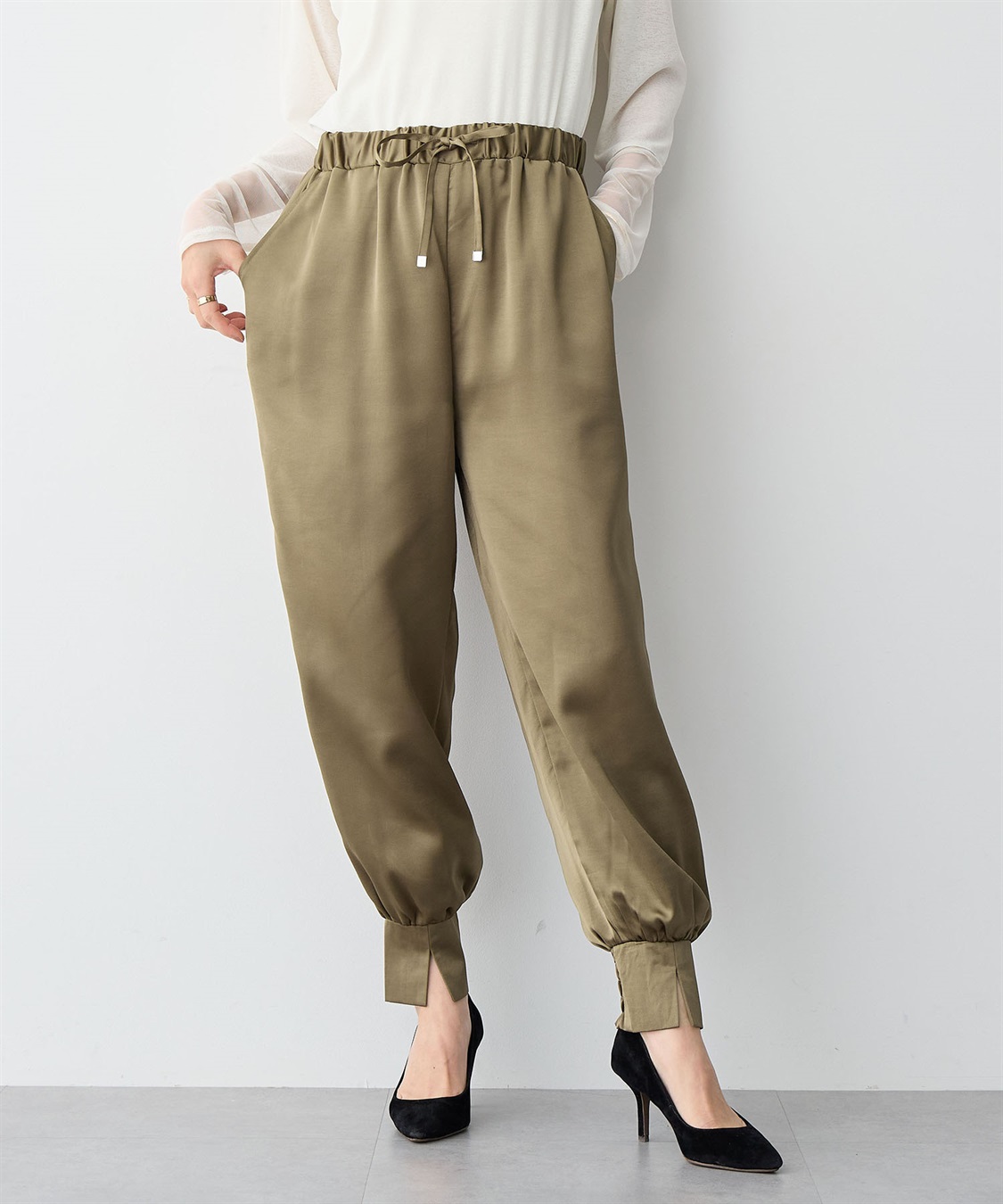 Life Style by cross marche 【anyfee/プラスサイズ】サテンジョガーパンツ_sub_8