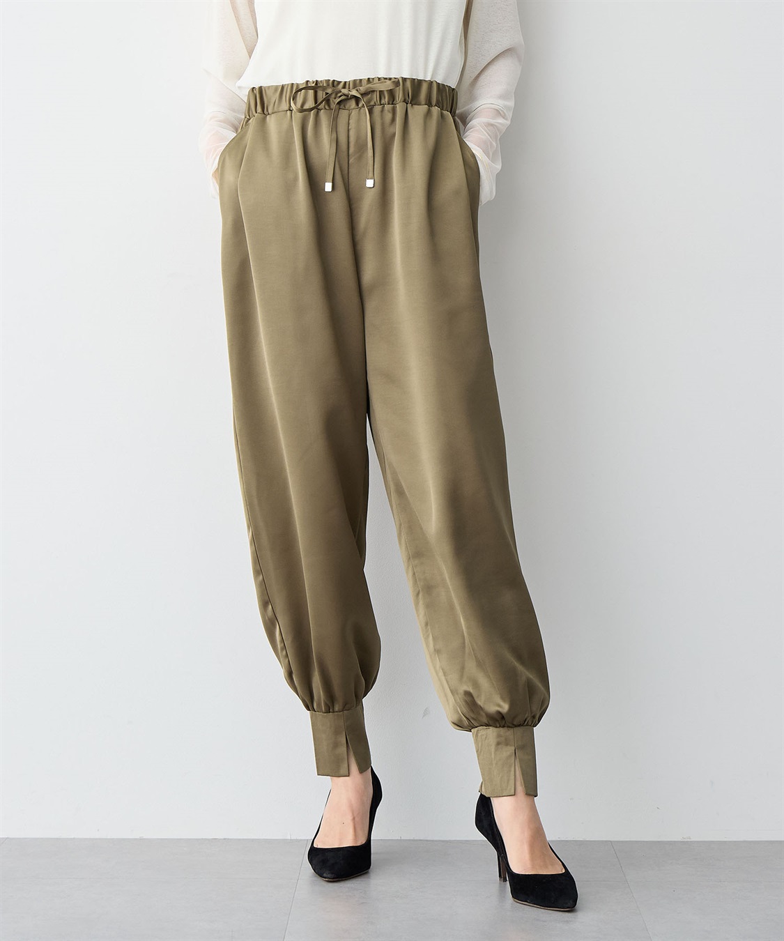 Life Style by cross marche 【anyfee/プラスサイズ】サテンジョガーパンツ_sub_9