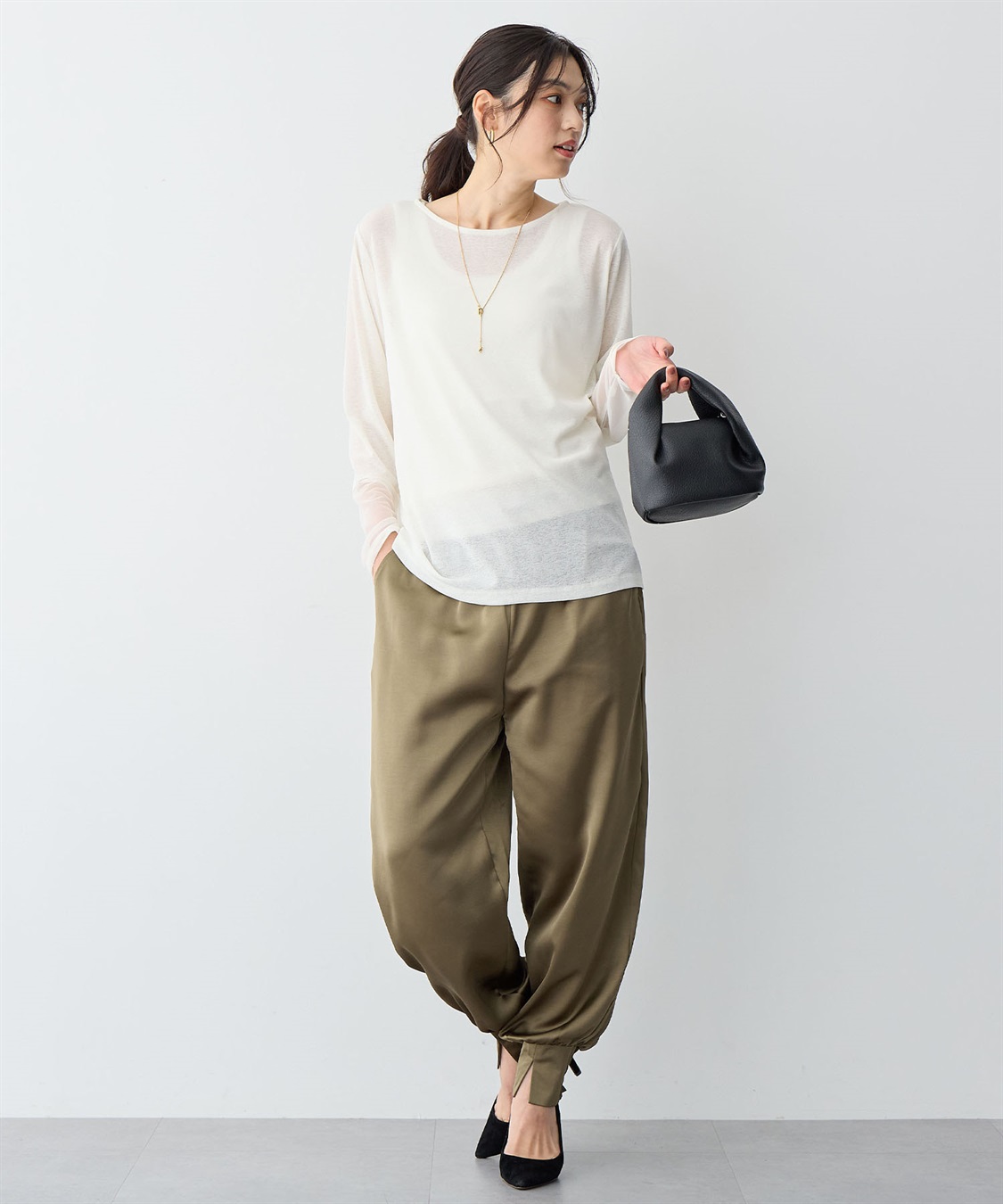 Life Style by cross marche 【anyfee/プラスサイズ】サテンジョガーパンツ_sub_12