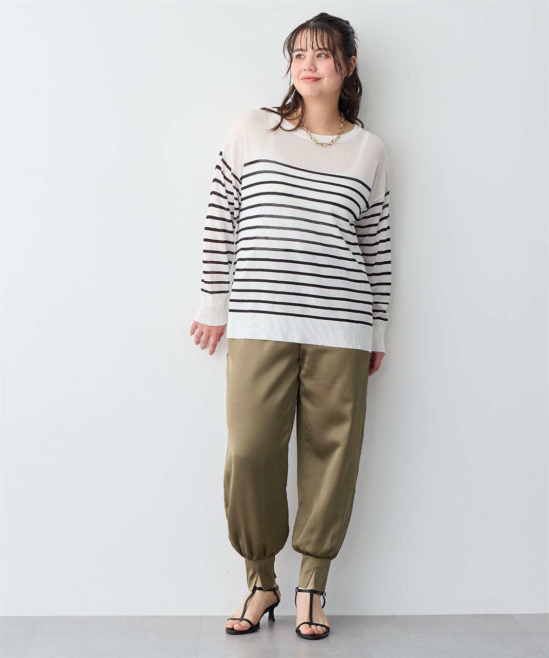 Life Style by cross marche 【anyfee/プラスサイズ】サテンジョガーパンツ_sub_14