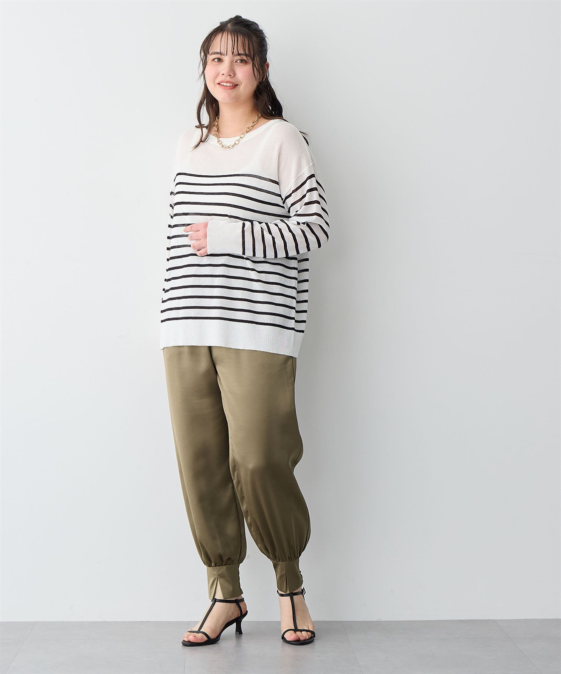 Life Style by cross marche 【anyfee/プラスサイズ】サテンジョガーパンツ_sub_15