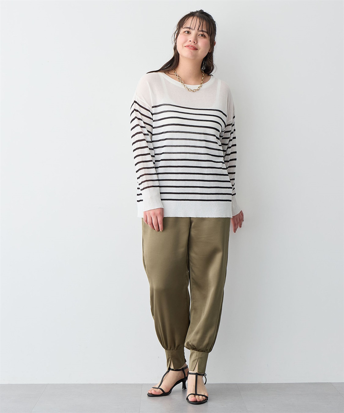 Life Style by cross marche 【anyfee/プラスサイズ】サテンジョガーパンツ_sub_16