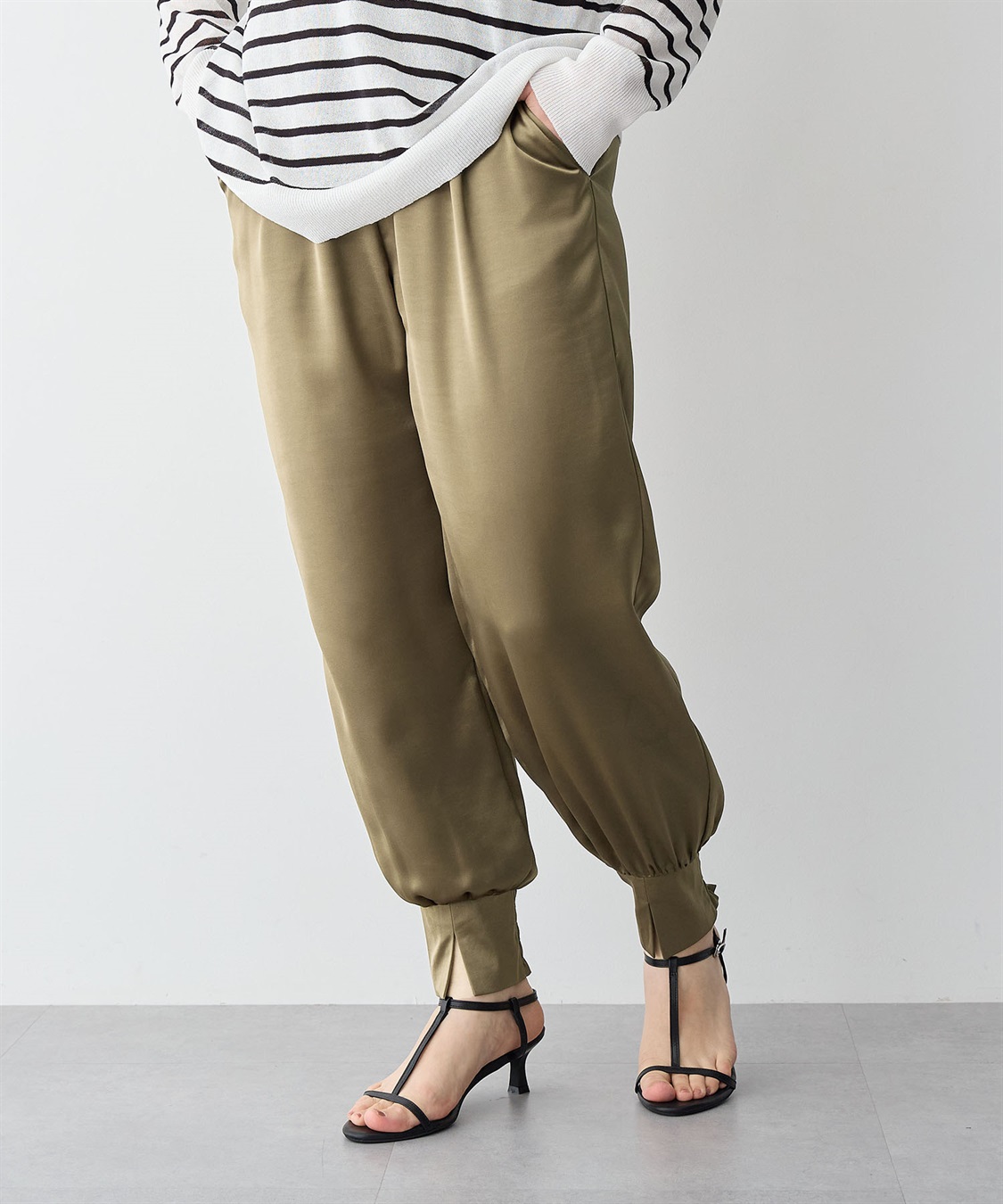 Life Style by cross marche 【anyfee/プラスサイズ】サテンジョガーパンツ_sub_17