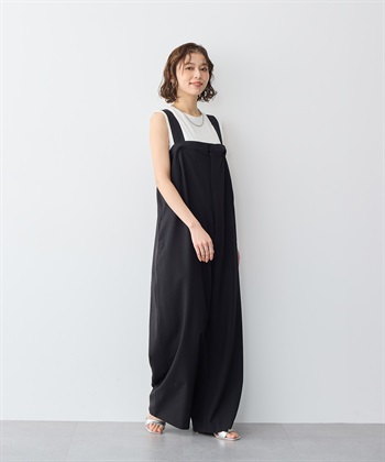 anyfee 【anyfee/プラスサイズ】タック入りワイドサロペット《接触冷感/ストレッチ》_subthumb_1