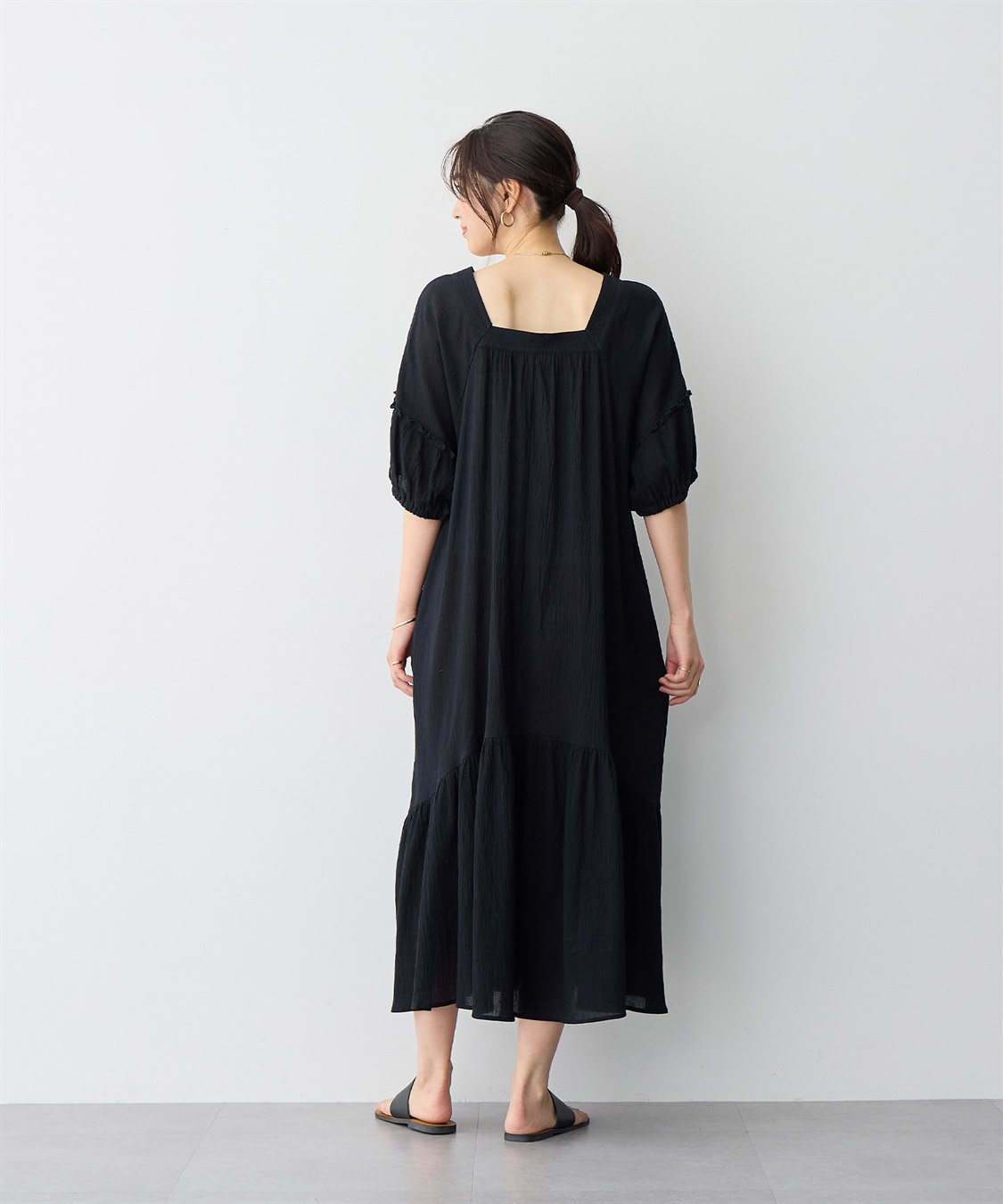 anyfee 【anyfee/プラスサイズ】前後2Wayリンクルコットンティアードワンピース_sub_10