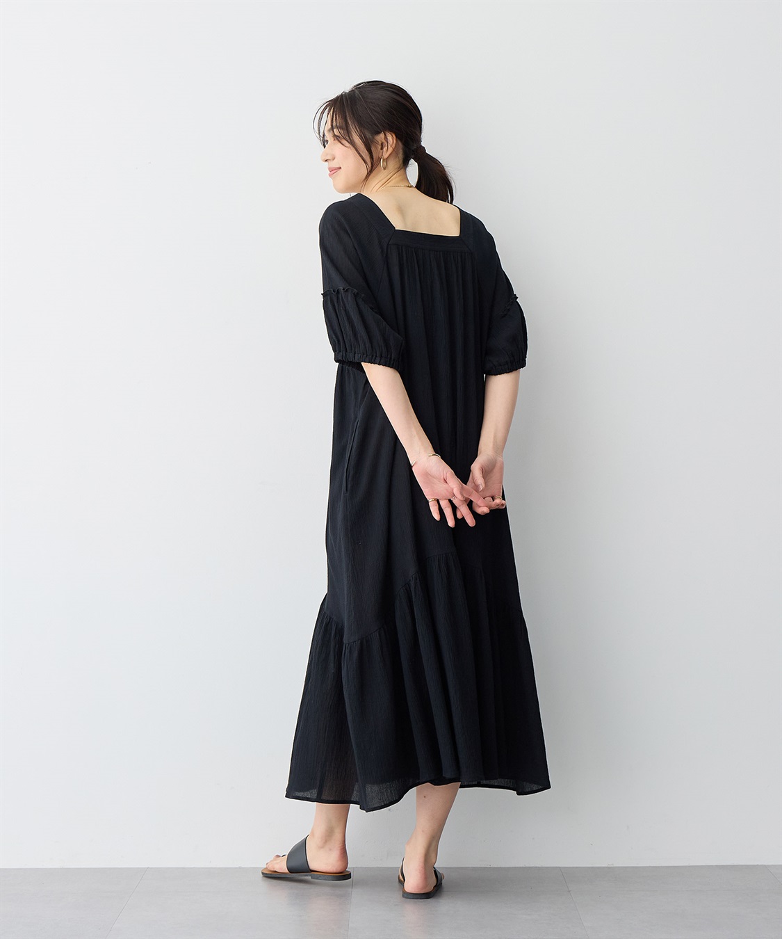 anyfee 【anyfee/プラスサイズ】前後2Wayリンクルコットンティアードワンピース_sub_11