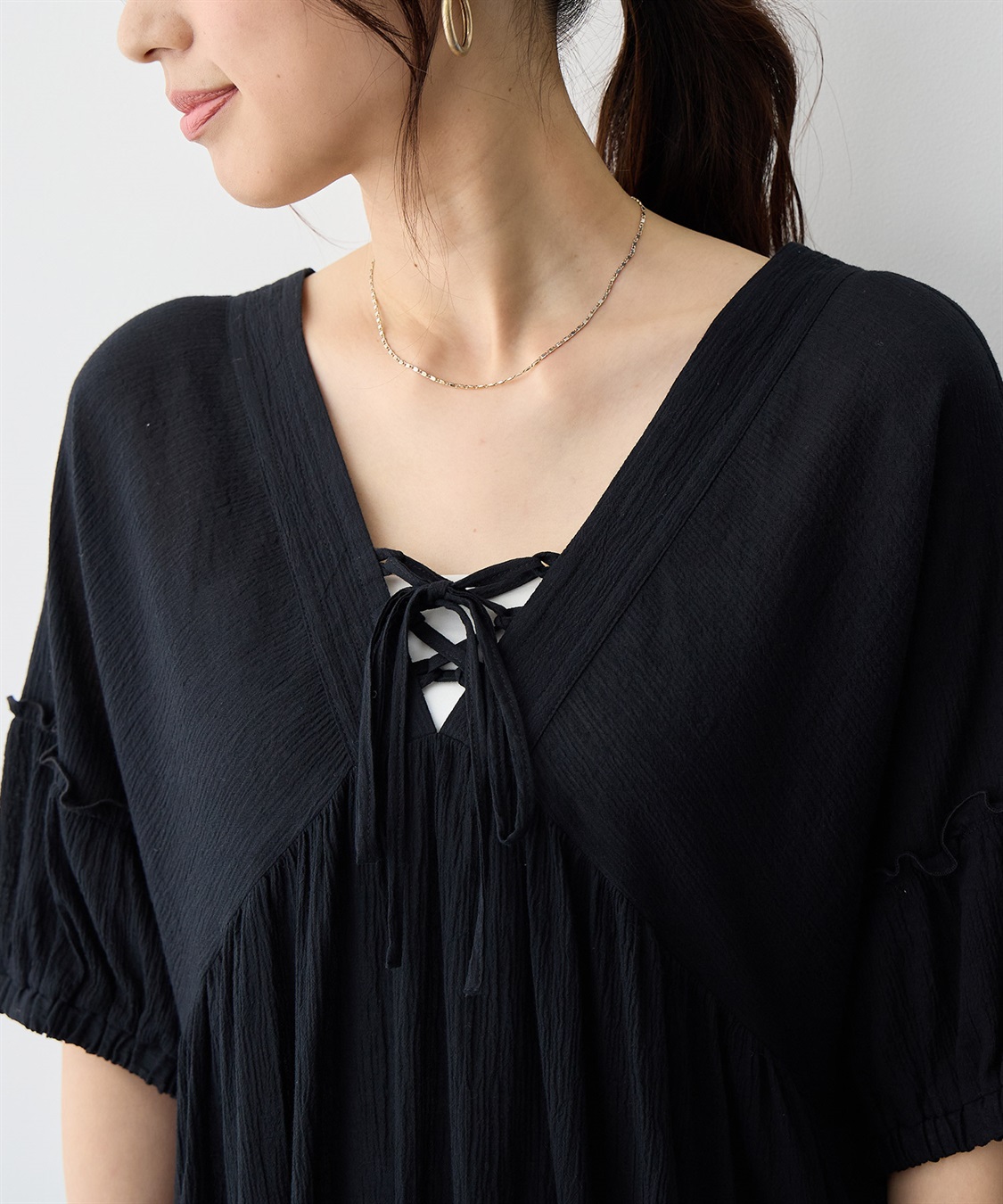 anyfee 【anyfee/プラスサイズ】前後2Wayリンクルコットンティアードワンピース_sub_12