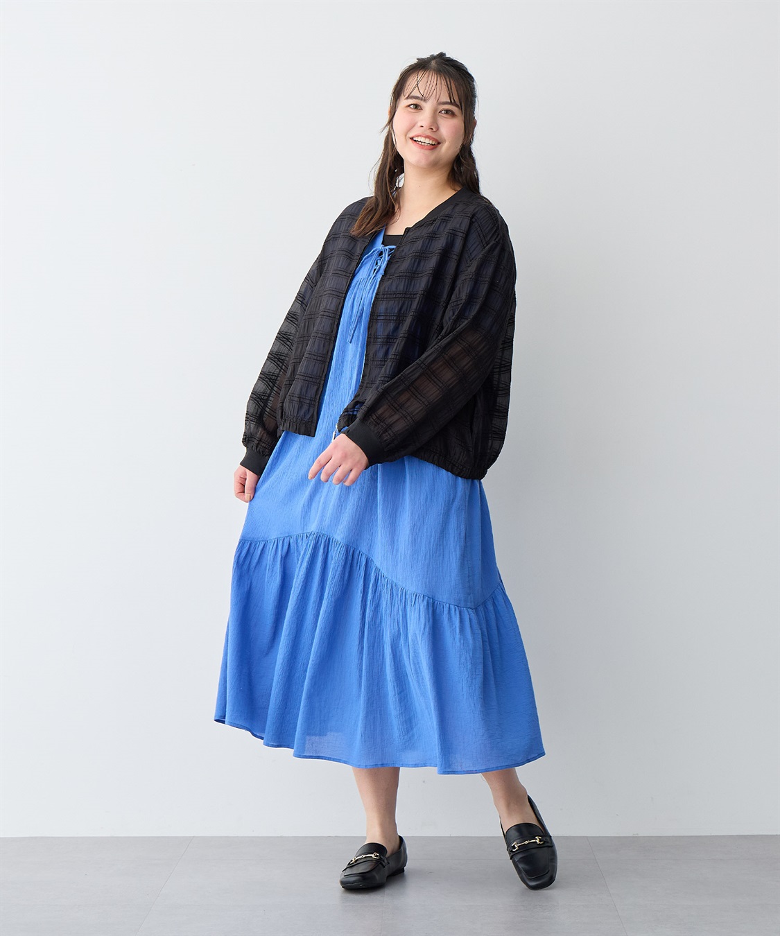 anyfee 【anyfee/プラスサイズ】前後2Wayリンクルコットンティアードワンピース_sub_16