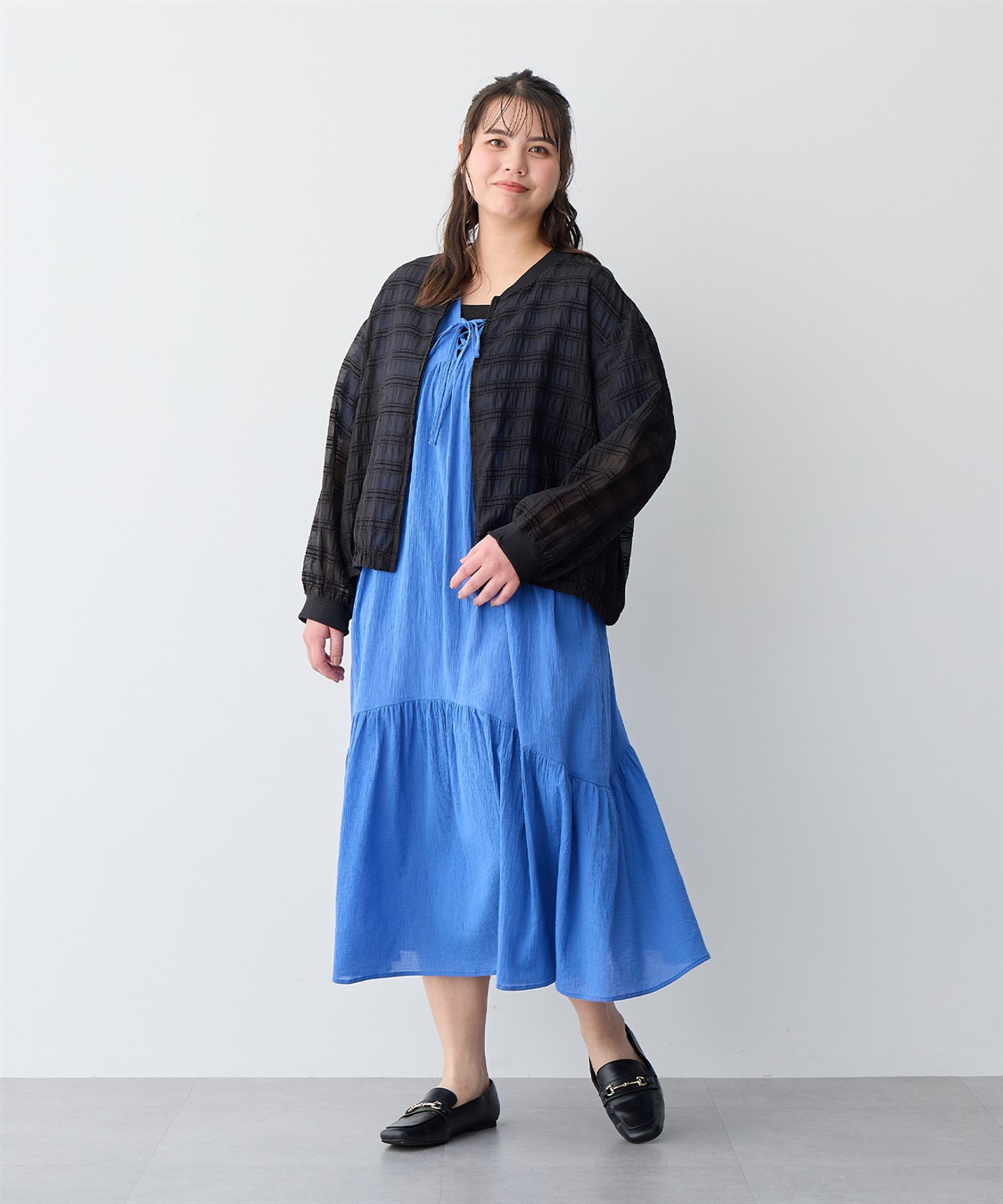 anyfee 【anyfee/プラスサイズ】前後2Wayリンクルコットンティアードワンピース_sub_17