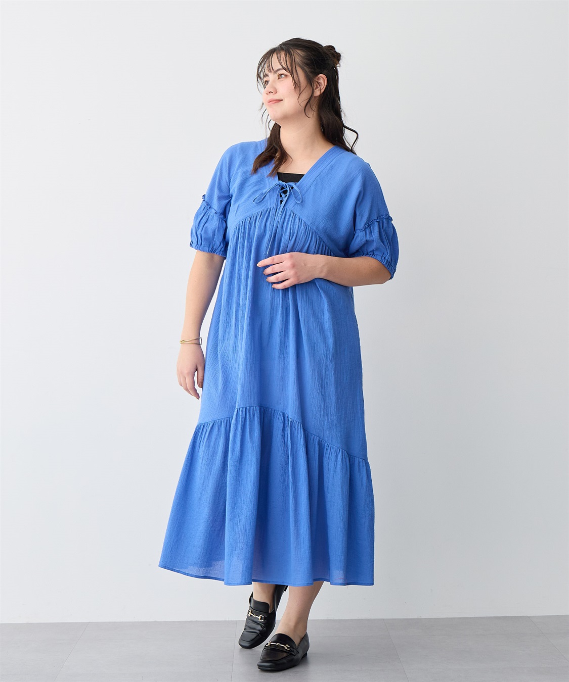 anyfee 【anyfee/プラスサイズ】前後2Wayリンクルコットンティアードワンピース_sub_19