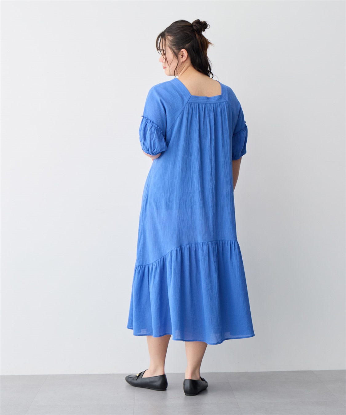 anyfee 【anyfee/プラスサイズ】前後2Wayリンクルコットンティアードワンピース_sub_22