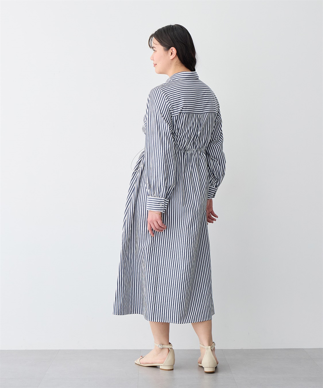 anyfee 【anyfee/プラスサイズ】ストライプ柄ドロストシャツワンピース_sub_19