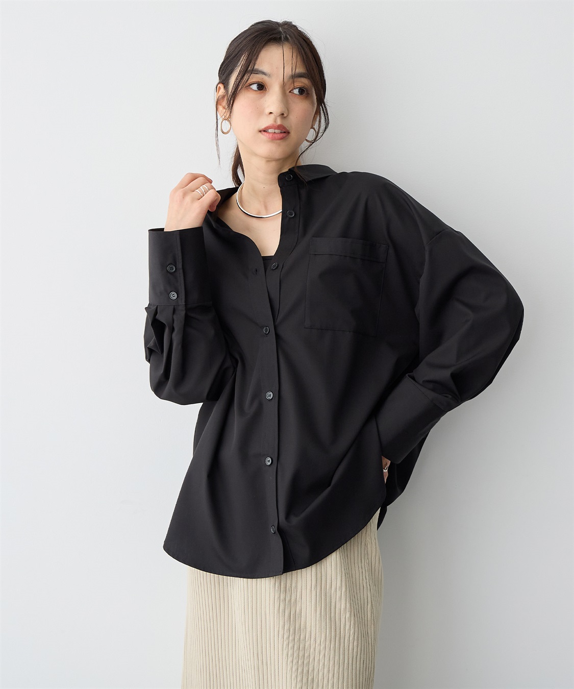 anyfee 【anyfee/プラスサイズ】バックシャンツイストシャツ_sub_1