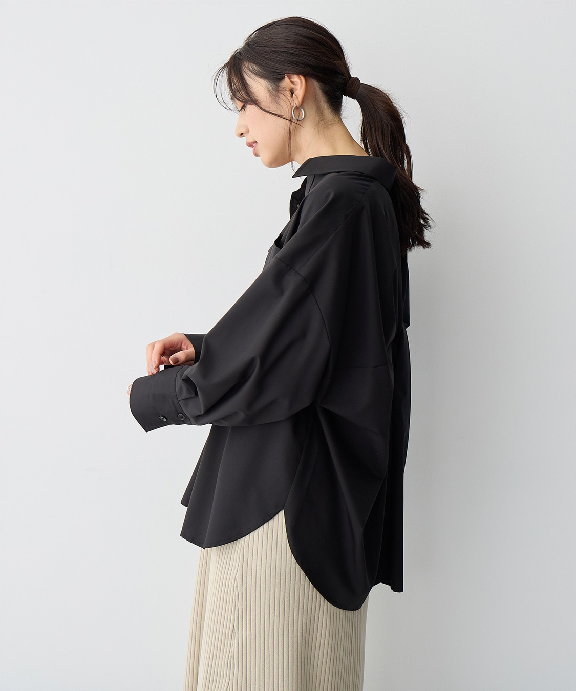 anyfee 【anyfee/プラスサイズ】バックシャンツイストシャツ_sub_2