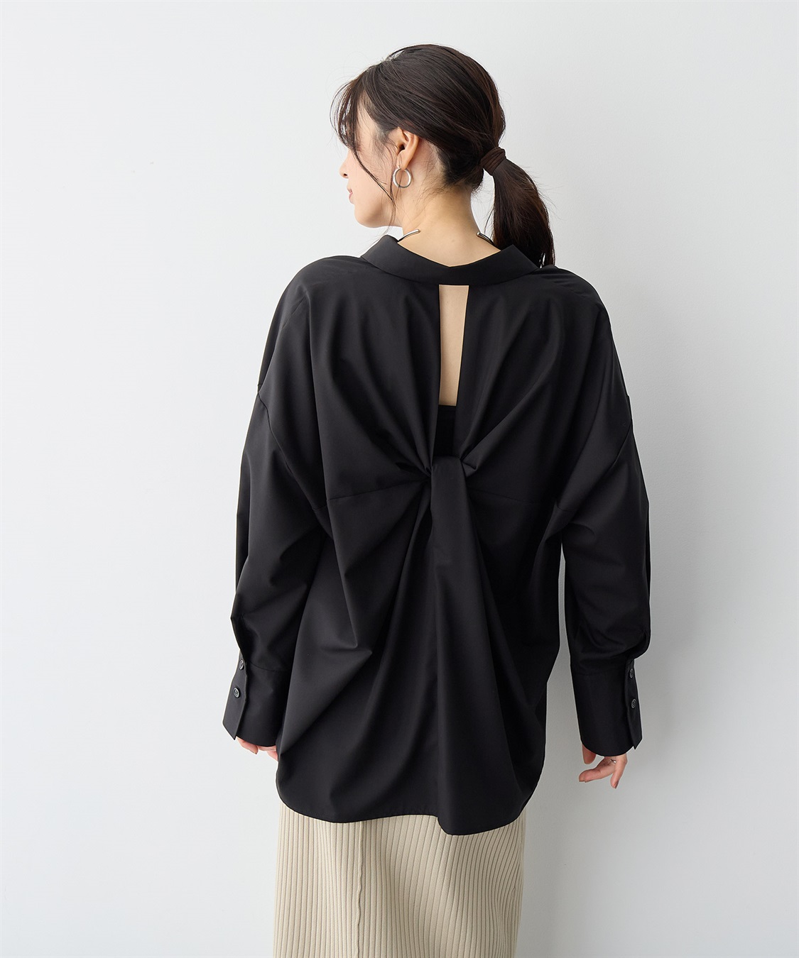 anyfee 【anyfee/プラスサイズ】バックシャンツイストシャツ_sub_3