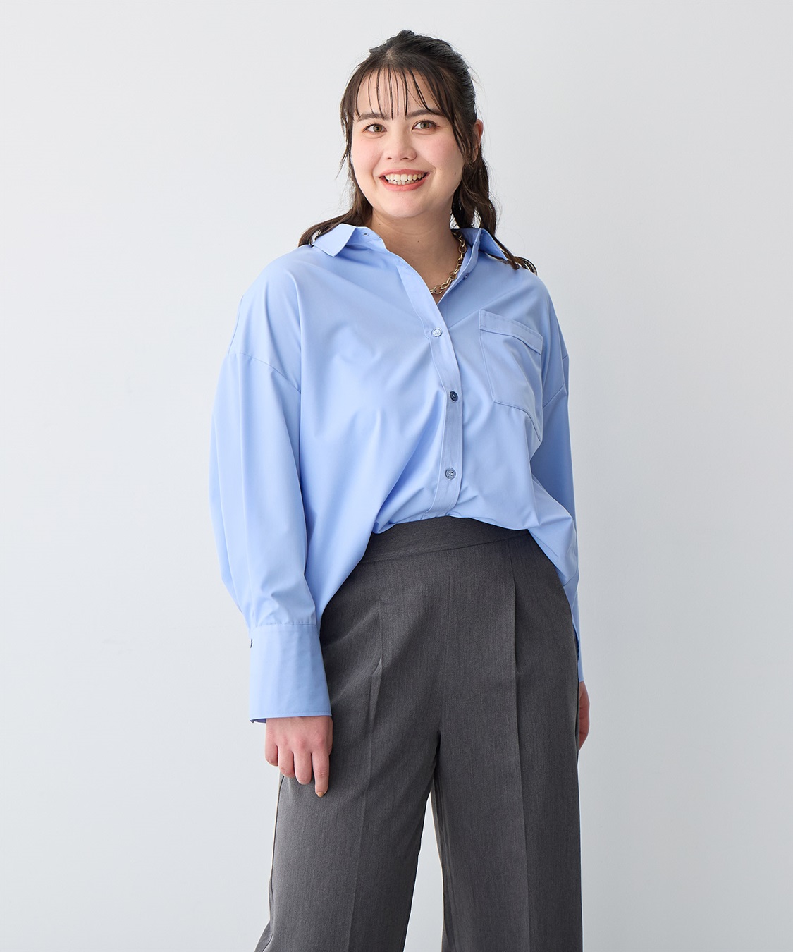 anyfee 【anyfee/プラスサイズ】バックシャンツイストシャツ_sub_17