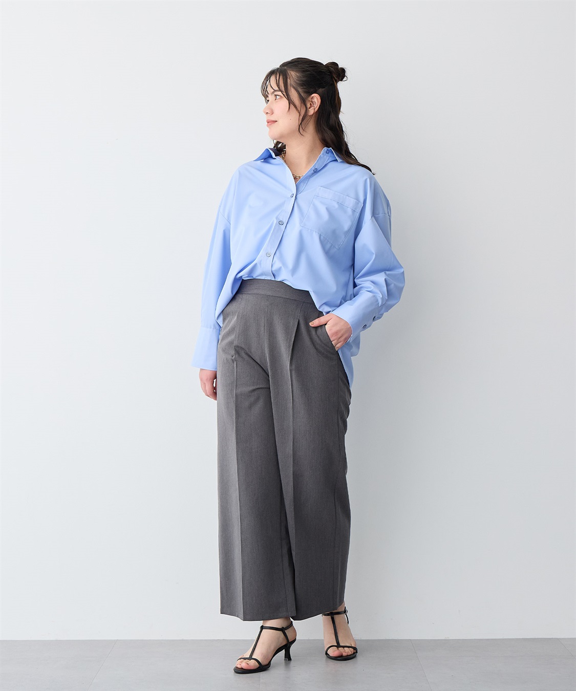 anyfee 【anyfee/プラスサイズ】バックシャンツイストシャツ_sub_18