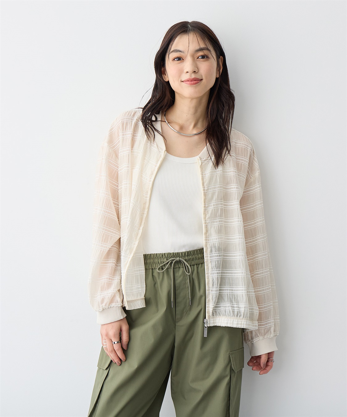 Life Style by cross marche 【anyfee/プラスサイズ】シアーブルゾン_sub_9