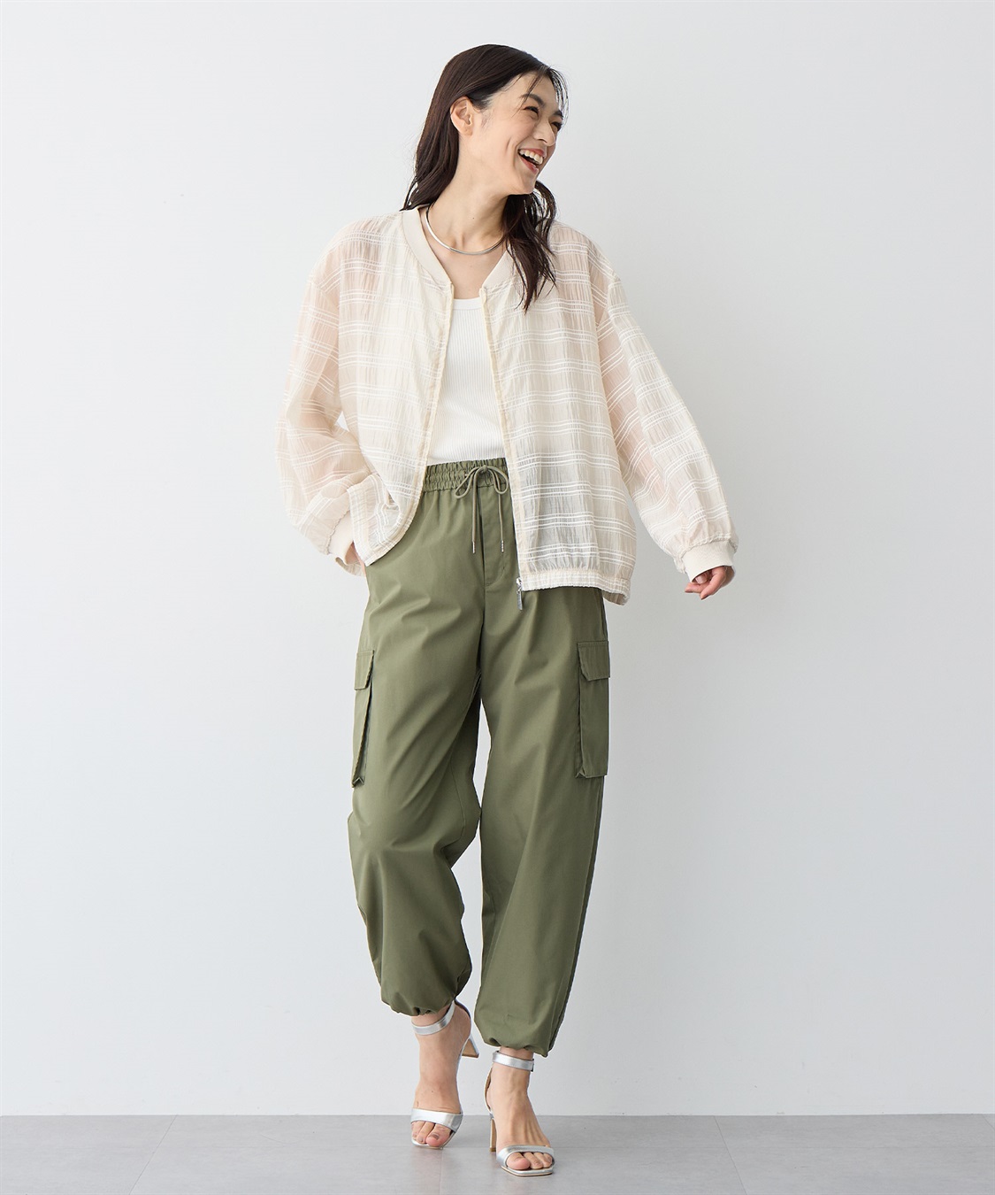 Life Style by cross marche 【anyfee/プラスサイズ】シアーブルゾン_sub_10