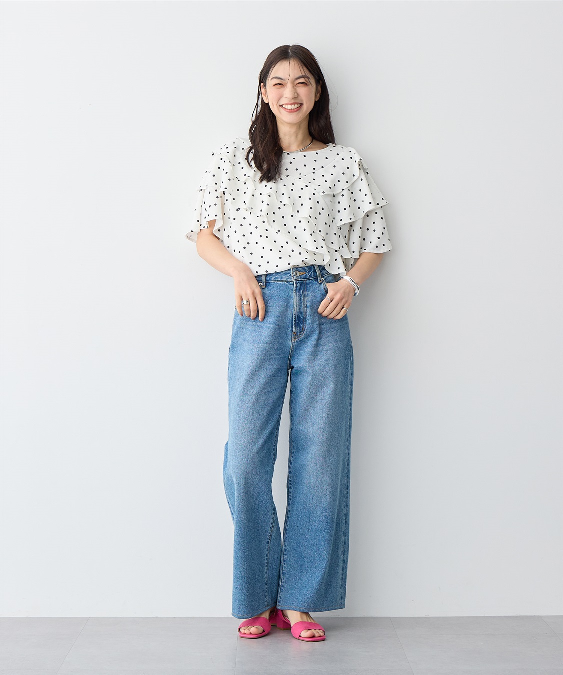 anyfee 【anyfee/プラスサイズ】フレアスリーブフリルデザインブラウス_sub_2