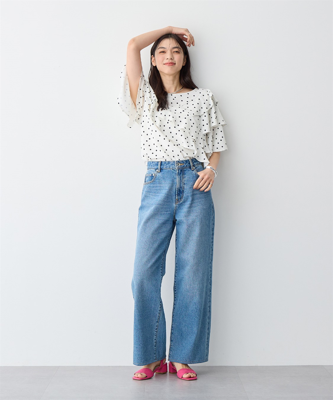 anyfee 【anyfee/プラスサイズ】フレアスリーブフリルデザインブラウス_sub_3