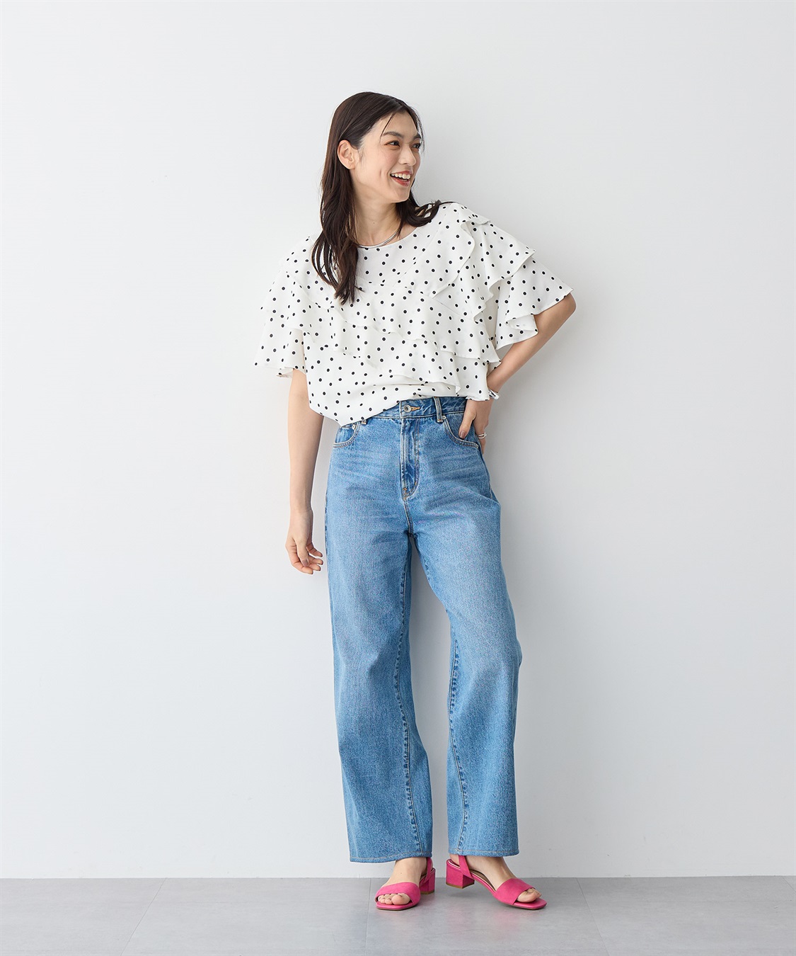 anyfee 【anyfee/プラスサイズ】フレアスリーブフリルデザインブラウス_sub_4